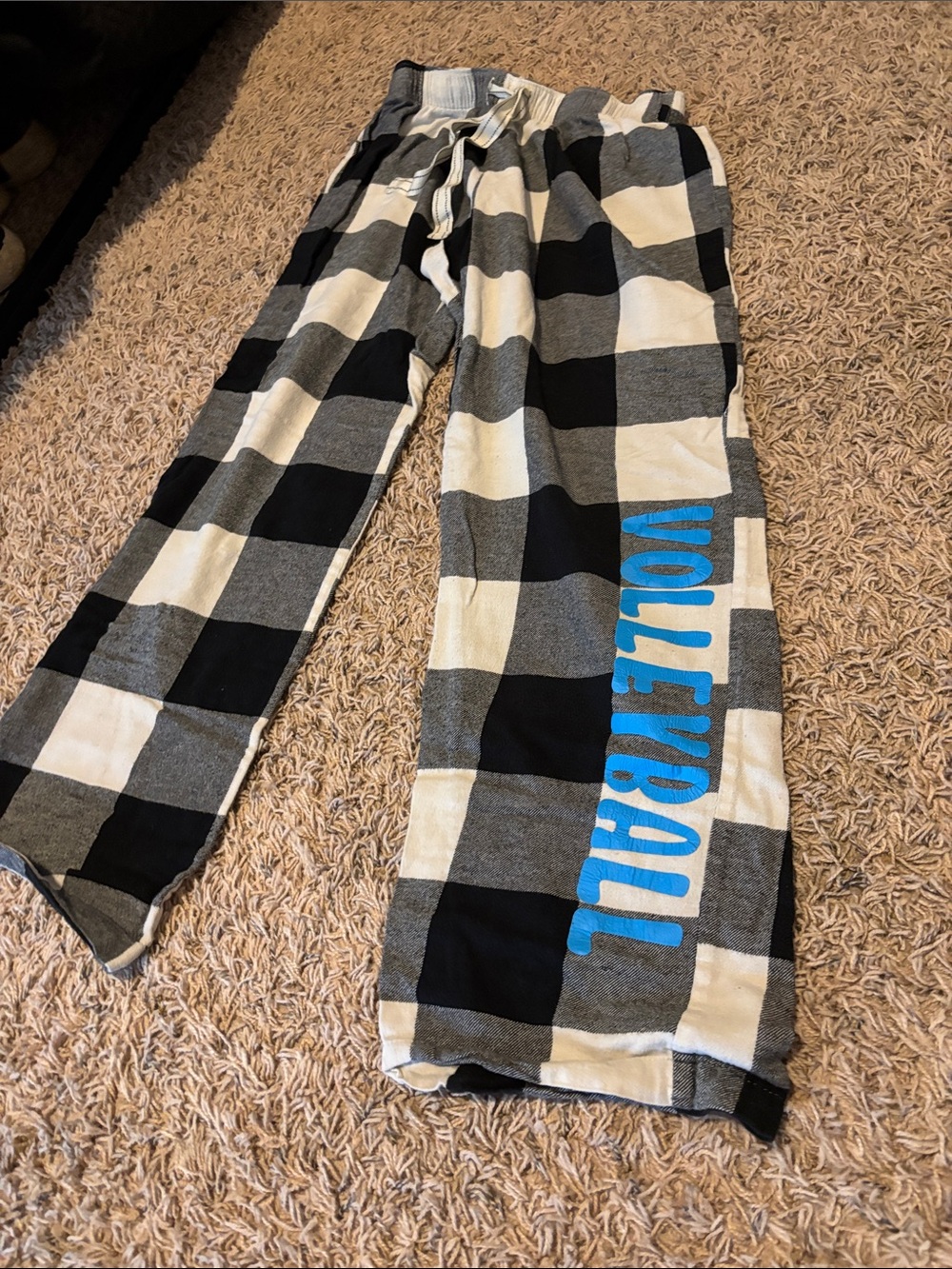 Old Navy Black, Gray & White Plaid Kids Pajama Pants with Blue Graphic